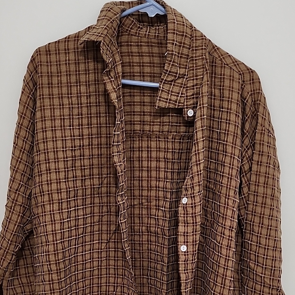 Casual Brown Checkered Shirt